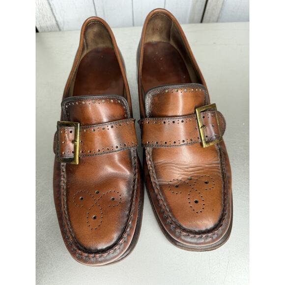 VTG GH Bass Mens 8 Weejuns Cognac Leather Loafer Shoes Buckle Women’s 9/9.5